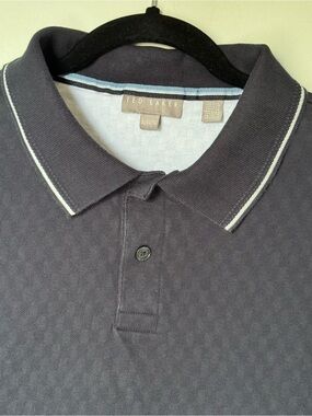 Ted Baker Men's Charcoal Textured Polo with Contrast Trim